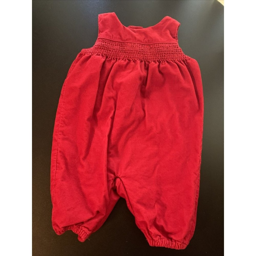 Ralph Lauren Girls Smocked Bubble Romper Red Corduroy Christmas Holiday 3 Months